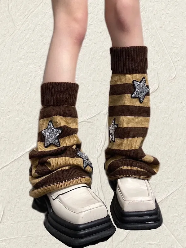 Bling stars y2k stripes leg warmers