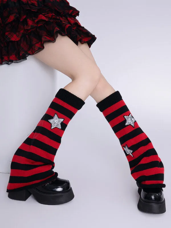 Bling stars y2k stripes leg warmers