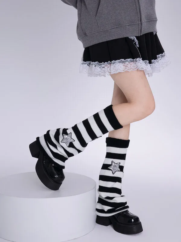 Bling stars y2k stripes leg warmers