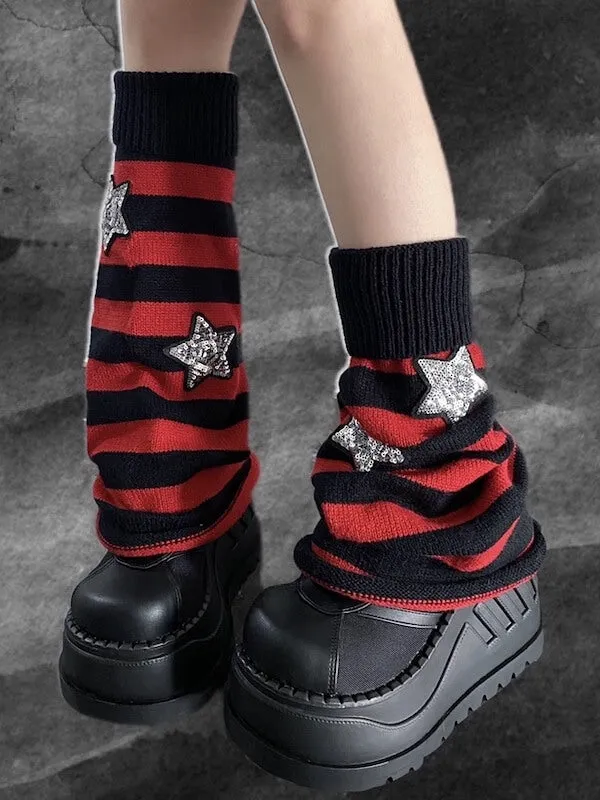 Bling stars y2k stripes leg warmers