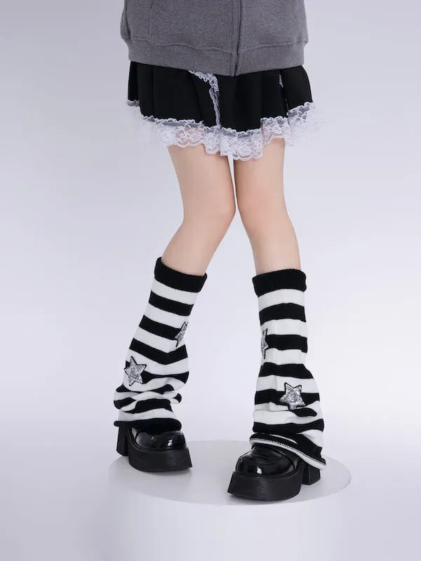 Bling stars y2k stripes leg warmers