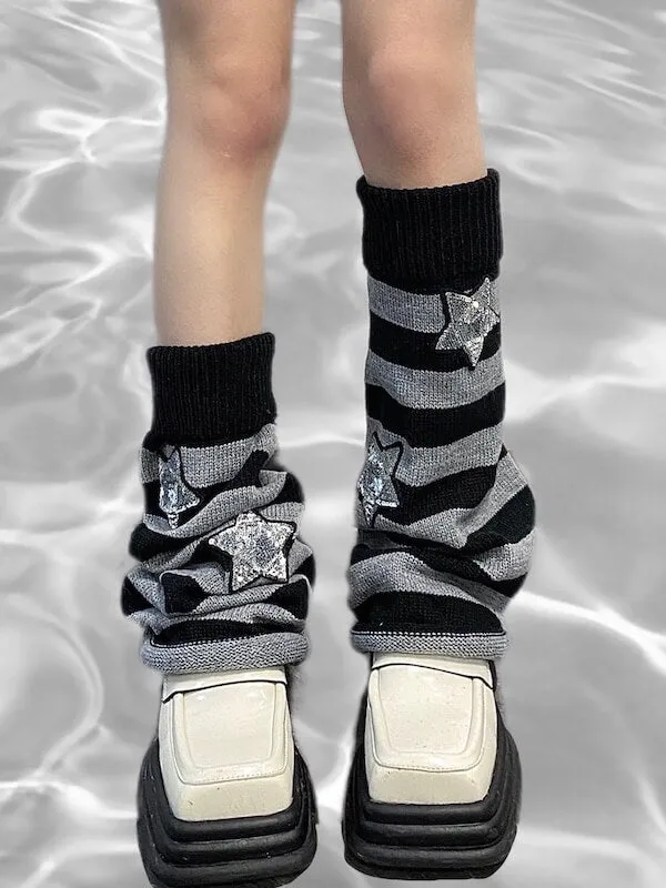 Bling stars y2k stripes leg warmers