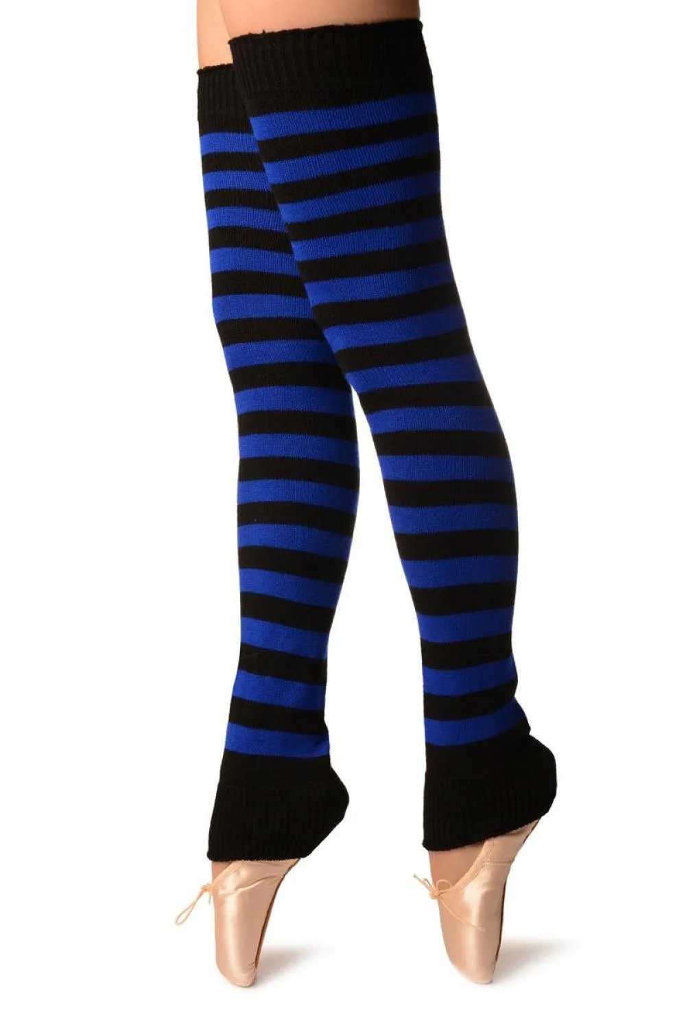 Blue & Black Stripes Dance/Ballet Leg Warmers