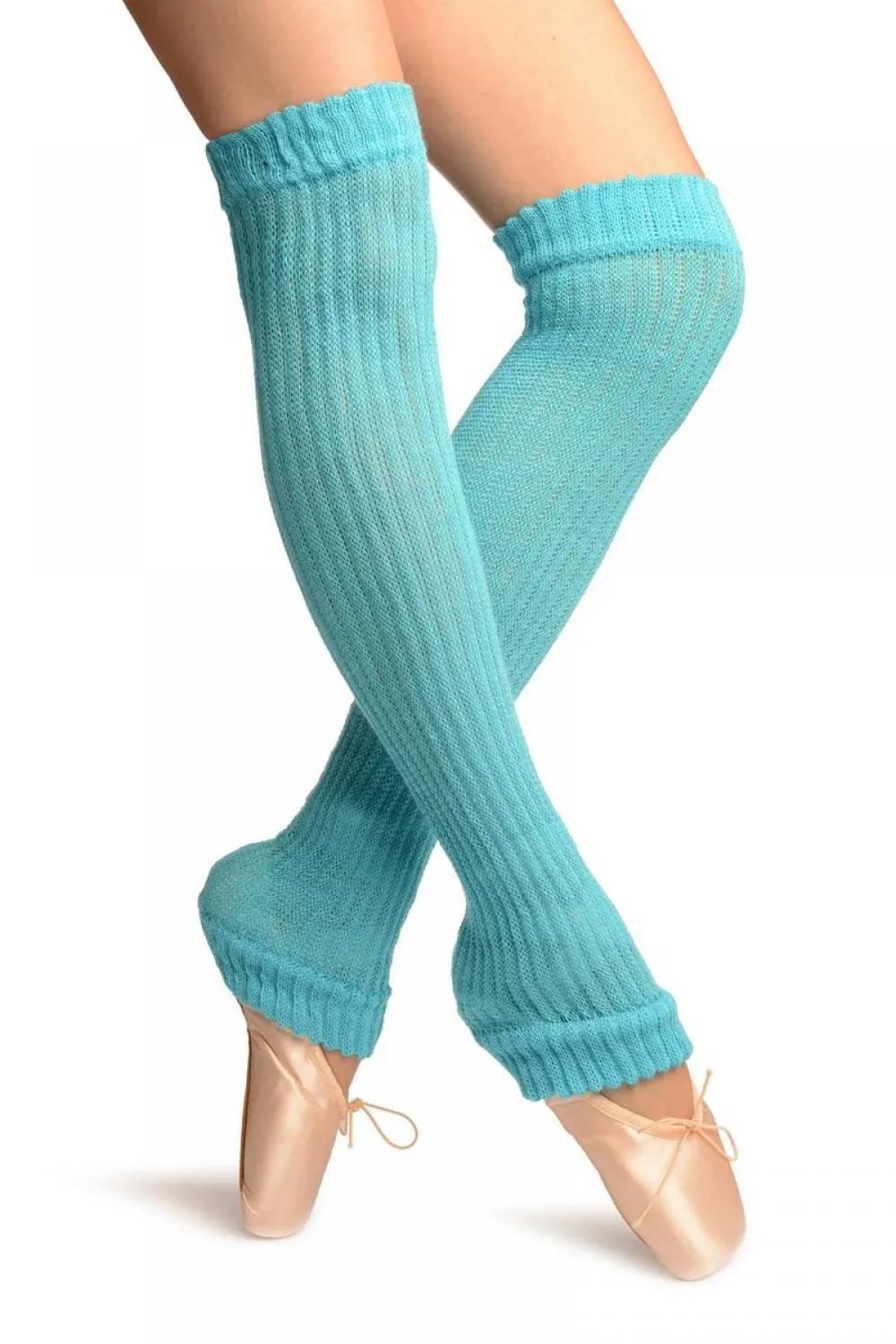 Blue Double Rib Stitch Dance/Ballet Leg Warmers