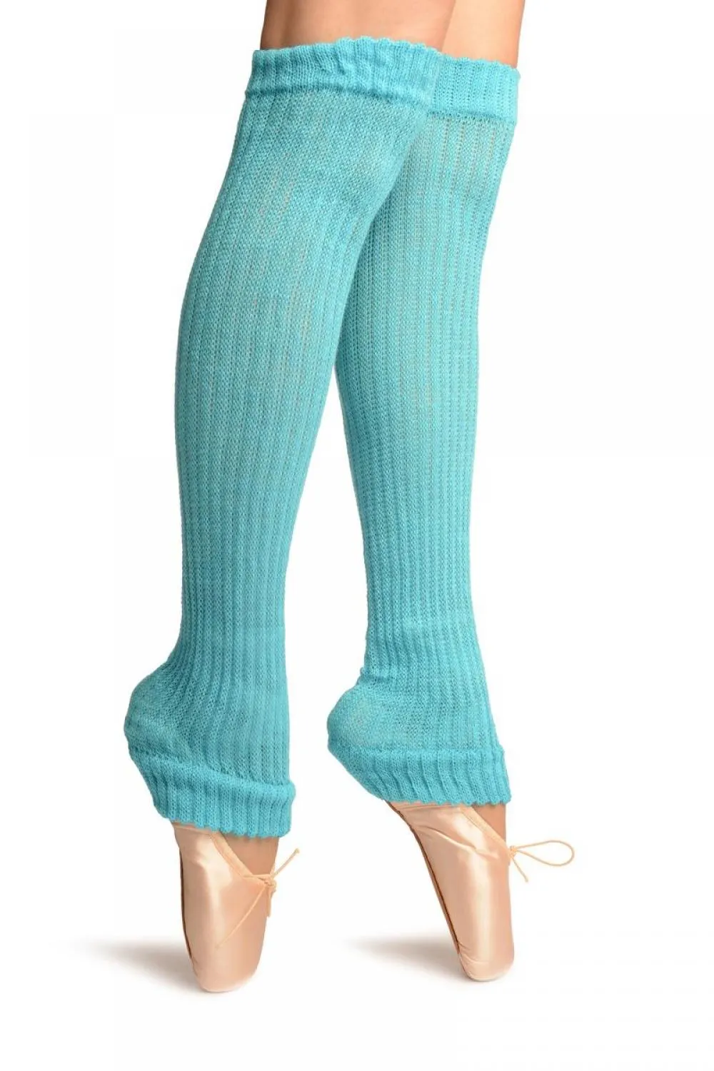 Blue Double Rib Stitch Dance/Ballet Leg Warmers