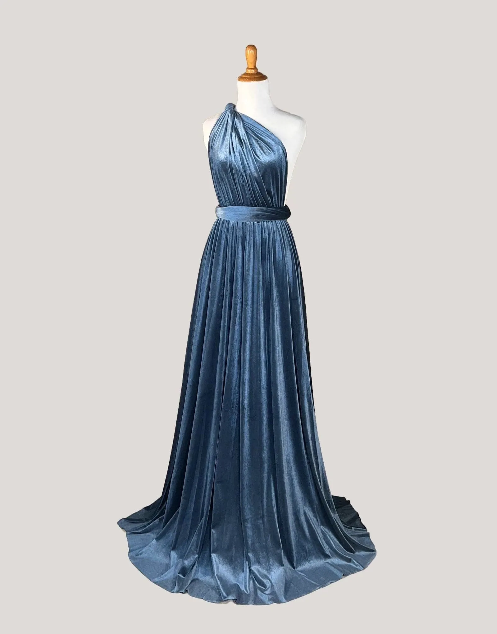 Blue Grey Velvet Infinity Dress/ Wrap Convertible Bridesmaid Dress,Y20-11