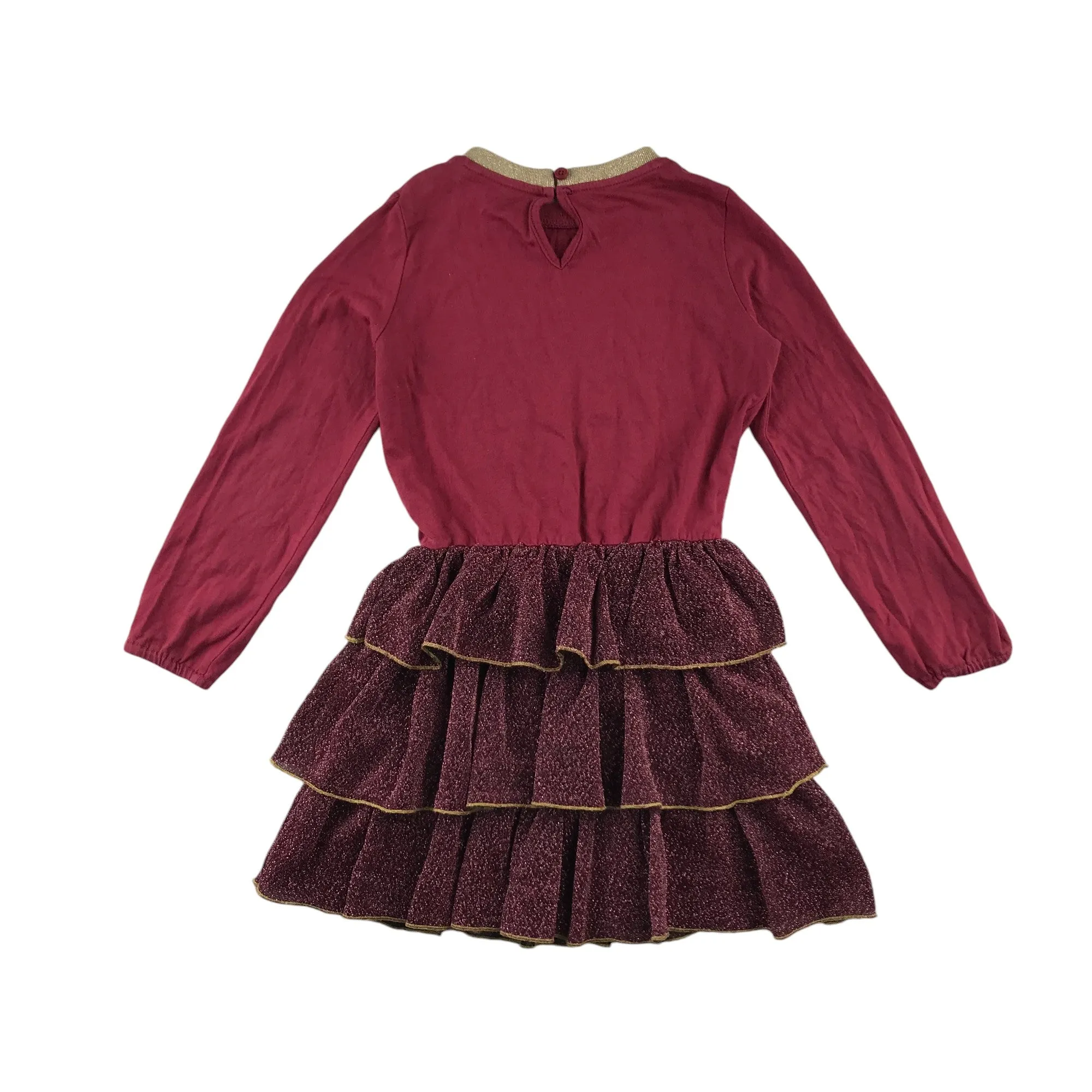 Boden dress 5-6 years burgundy sparkly layered skirt long sleeve