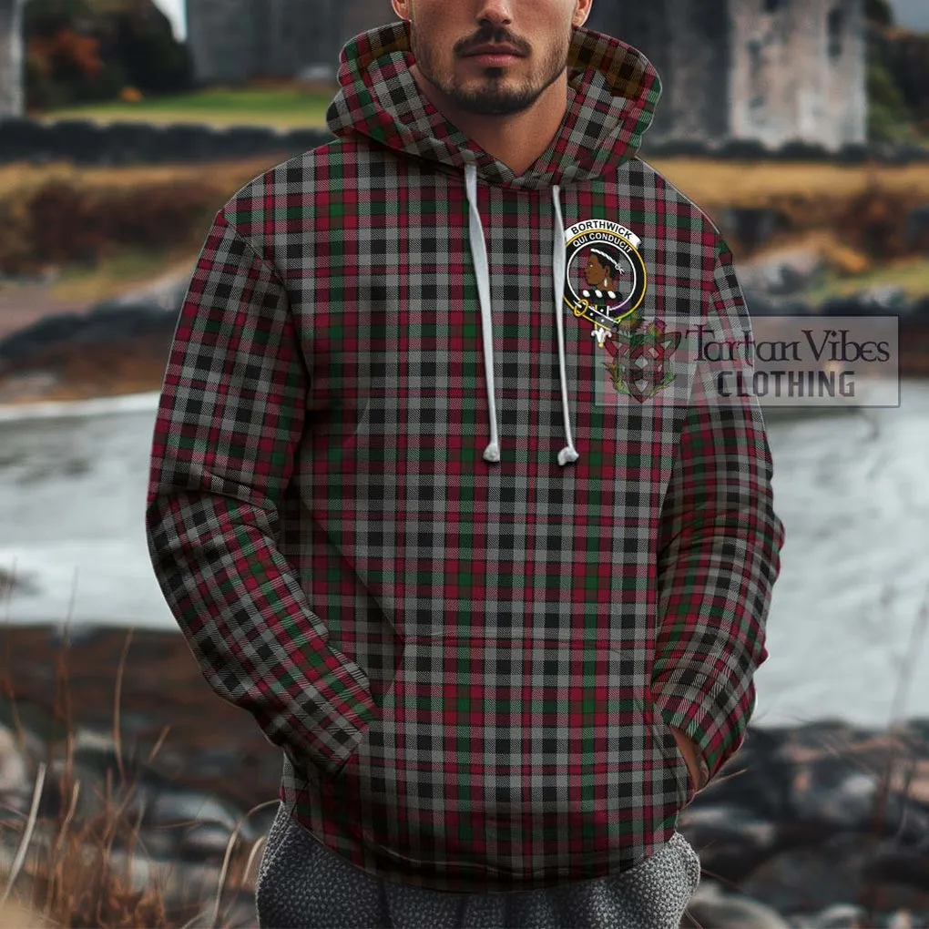 Borthwick Tartan Cotton Hoodie with Family Crest