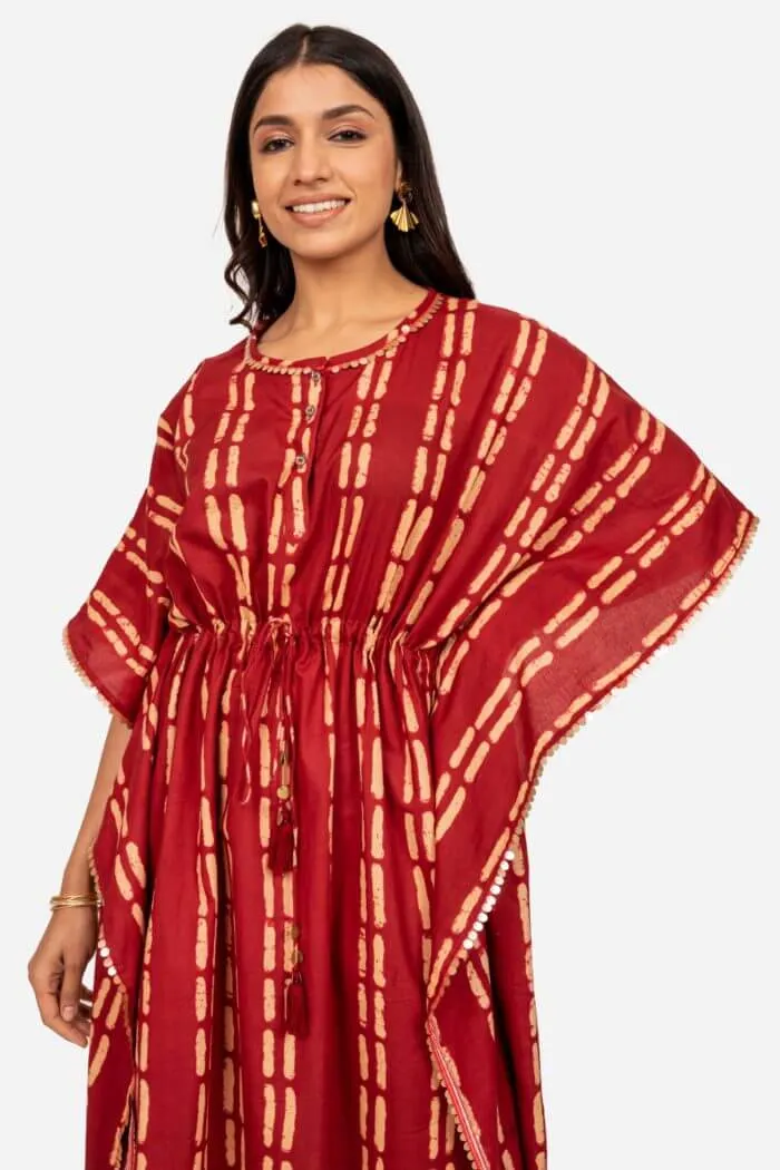 BRICK MAROON KAFTAN DRESS