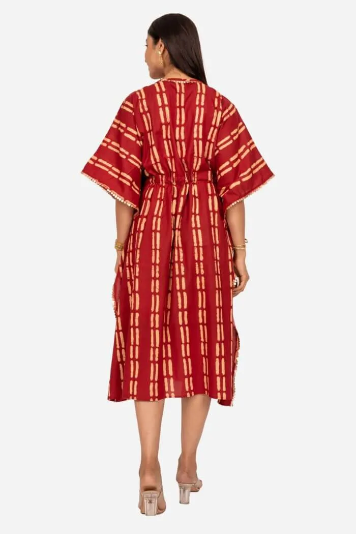 BRICK MAROON KAFTAN DRESS