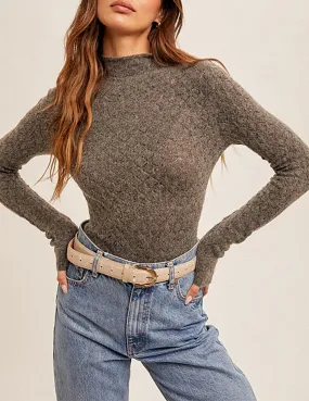 Brienne Long Sleeve Mock Neck Knit Top