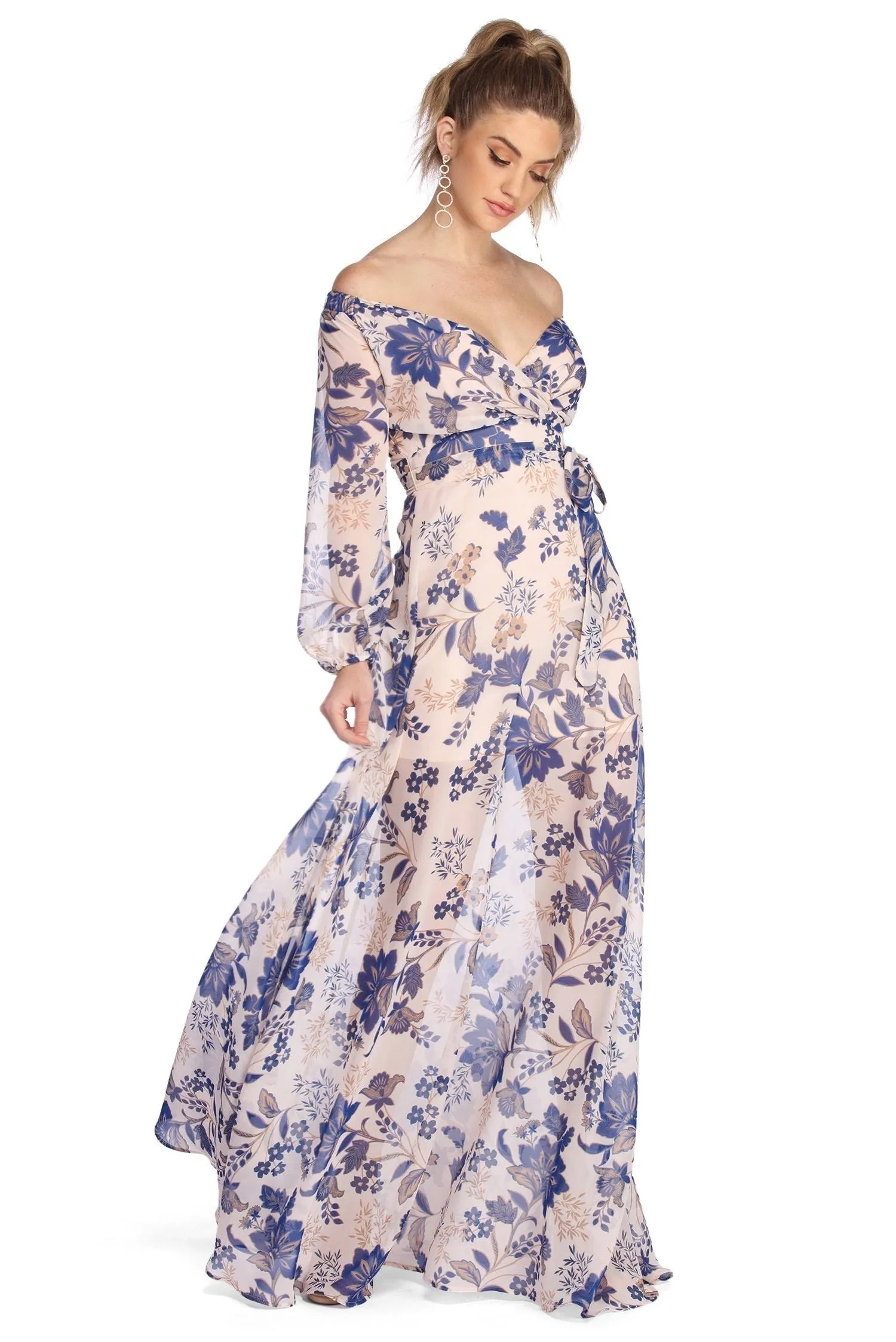 Britt Wrap Formal Floral Dress