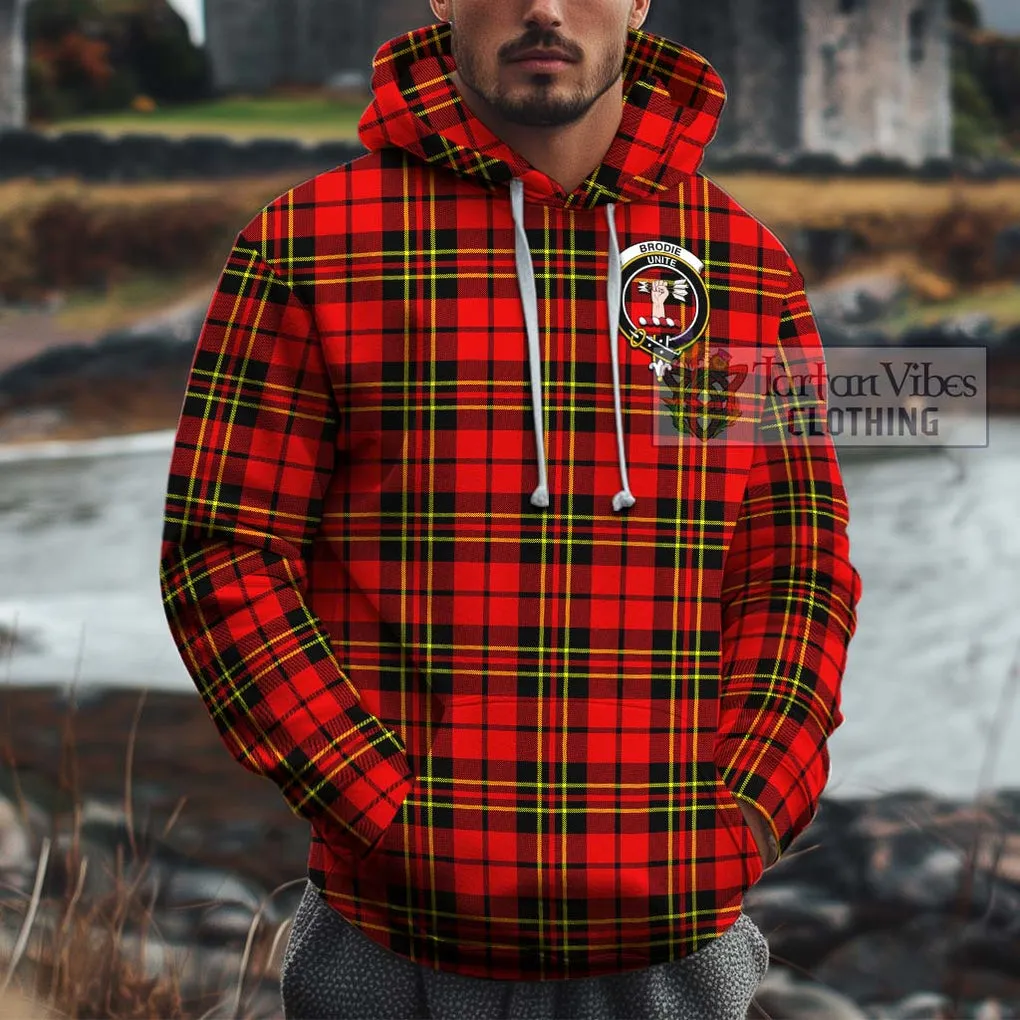 Brodie Modern Tartan Cotton Hoodie with Family Crest