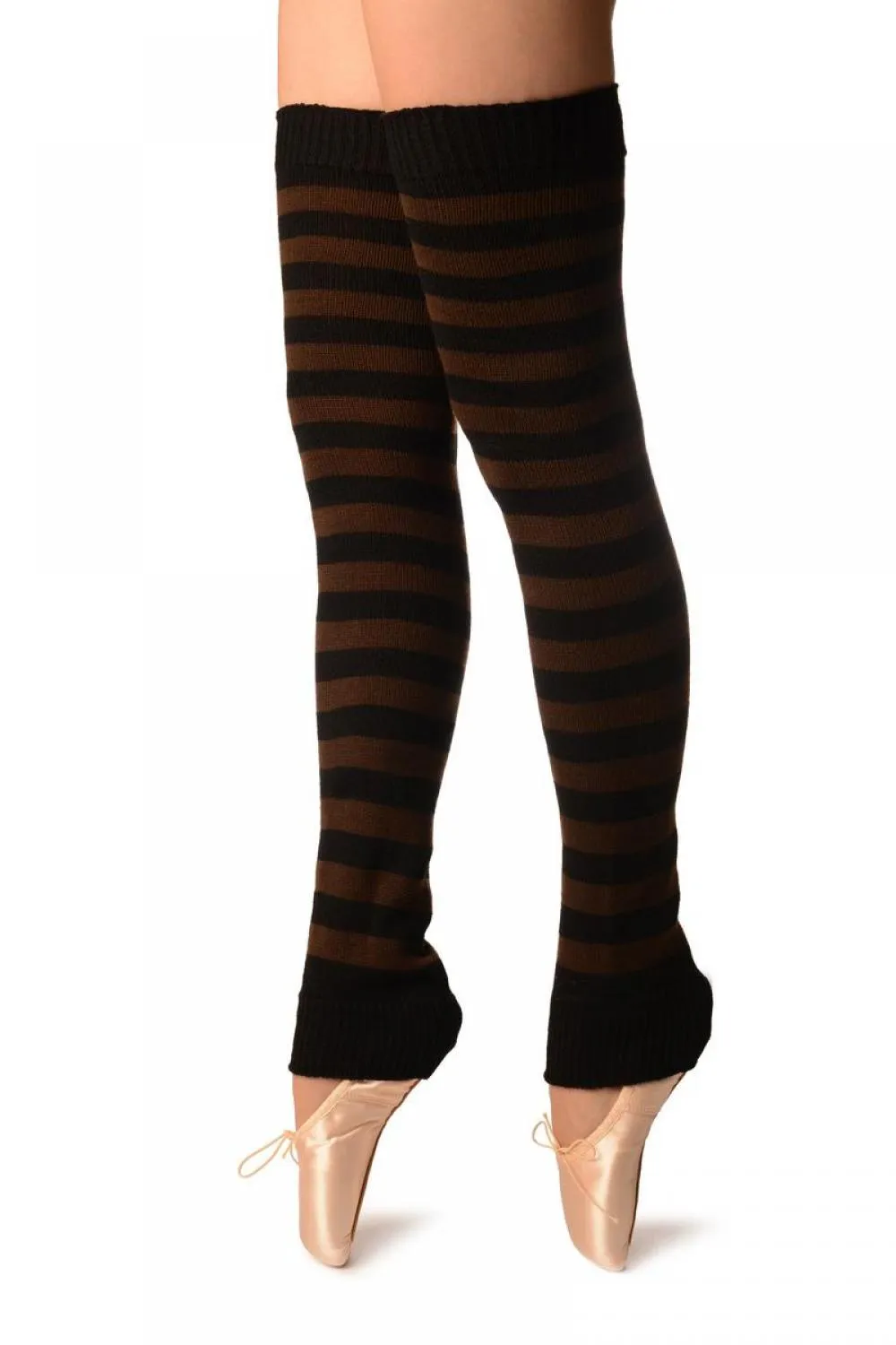 Brown & Black Stripes Dance/Ballet Leg Warmers