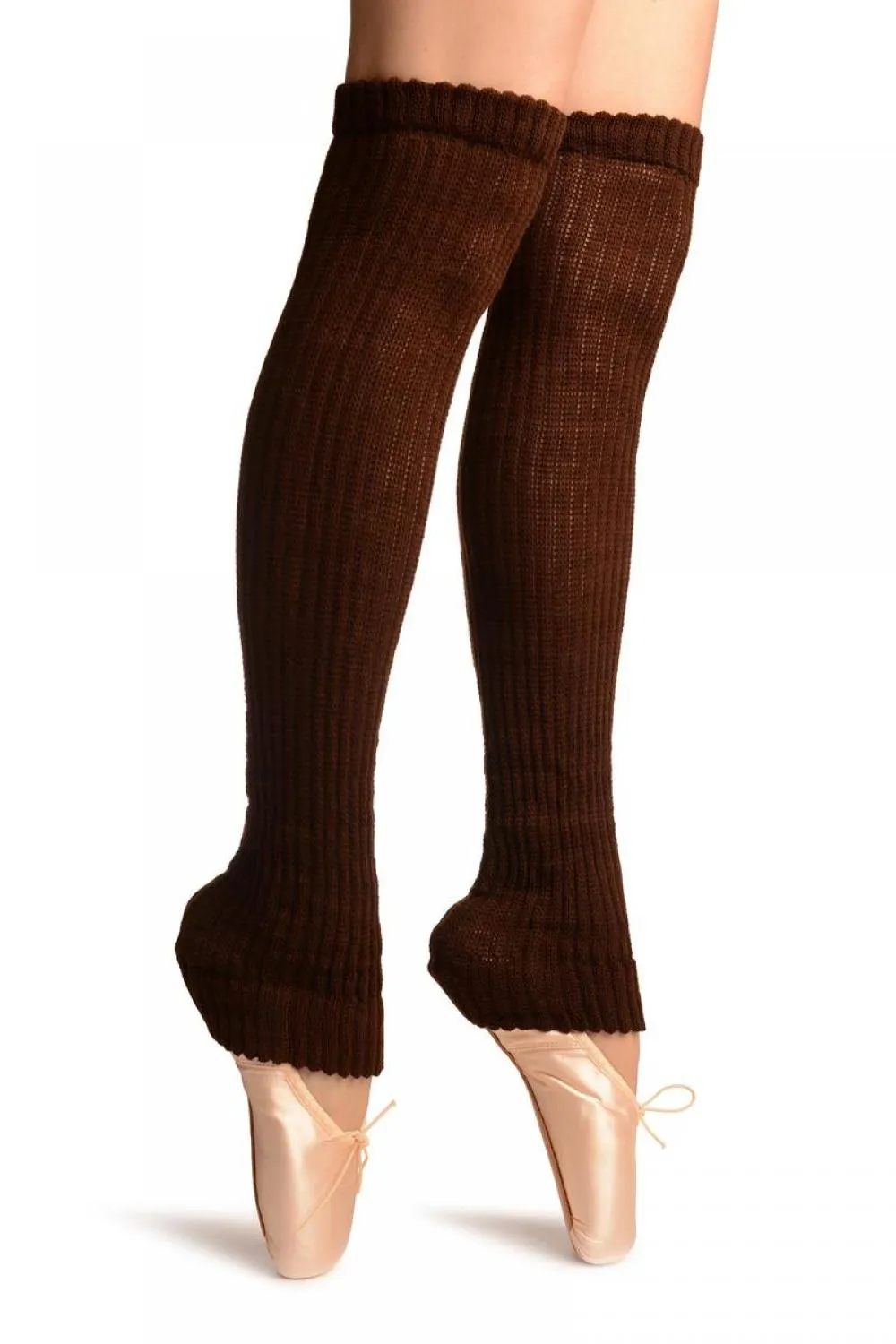 Brown Double Rib Stitch Dance/Ballet Leg Warmers