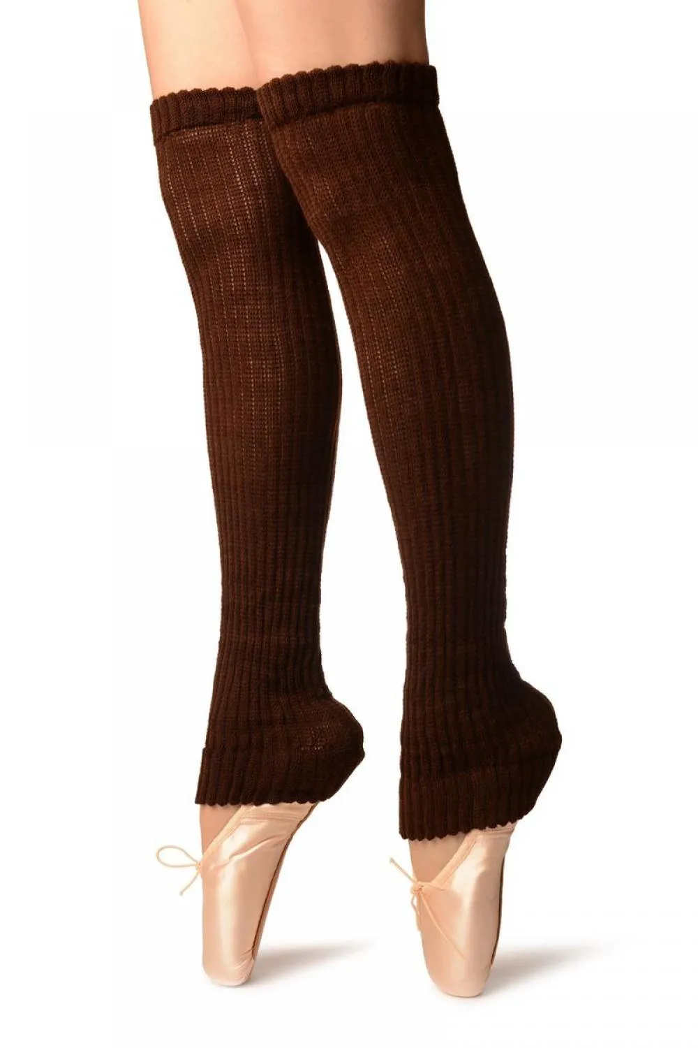 Brown Double Rib Stitch Dance/Ballet Leg Warmers