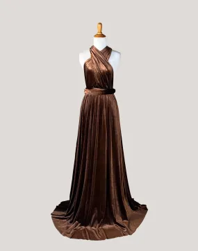 Brown Velvet Infinity Dress/ Wrap Convertible Bridesmaid Dress,Y20-18