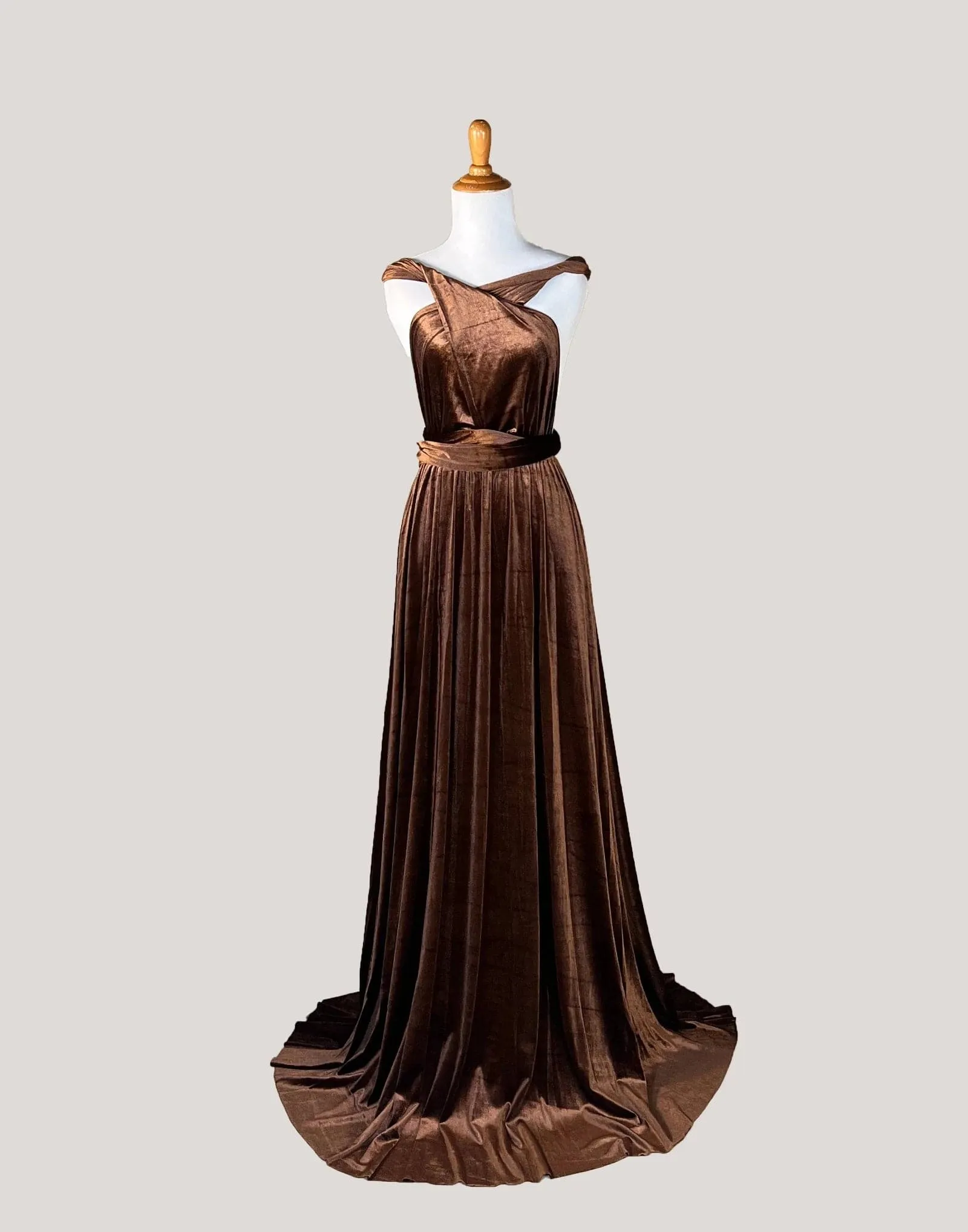 Brown Velvet Infinity Dress/ Wrap Convertible Bridesmaid Dress,Y20-18