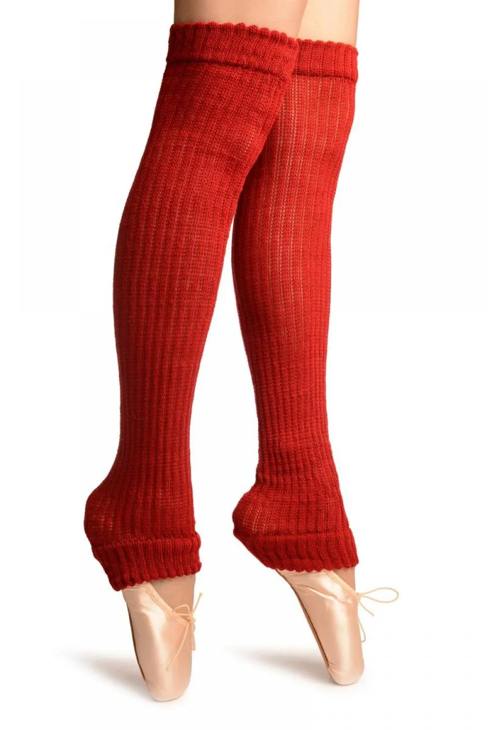 Burgundy Red Double Rib Stitch Dance/Ballet Leg Warmers