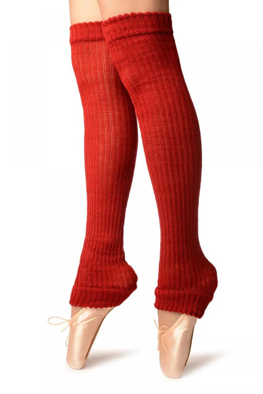 Burgundy Red Double Rib Stitch Dance/Ballet Leg Warmers