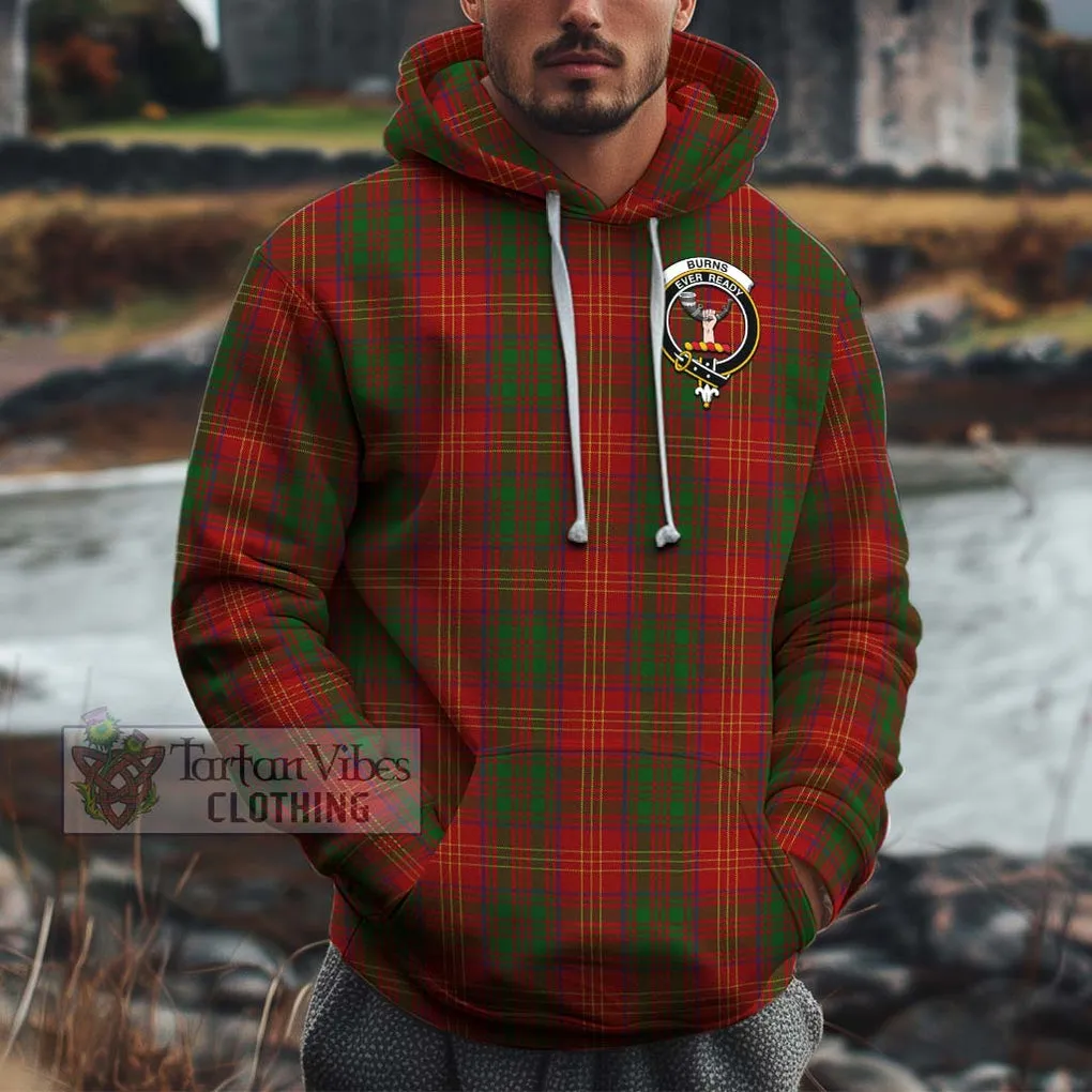 Burns Tartan Cotton Hoodie with Family Crest