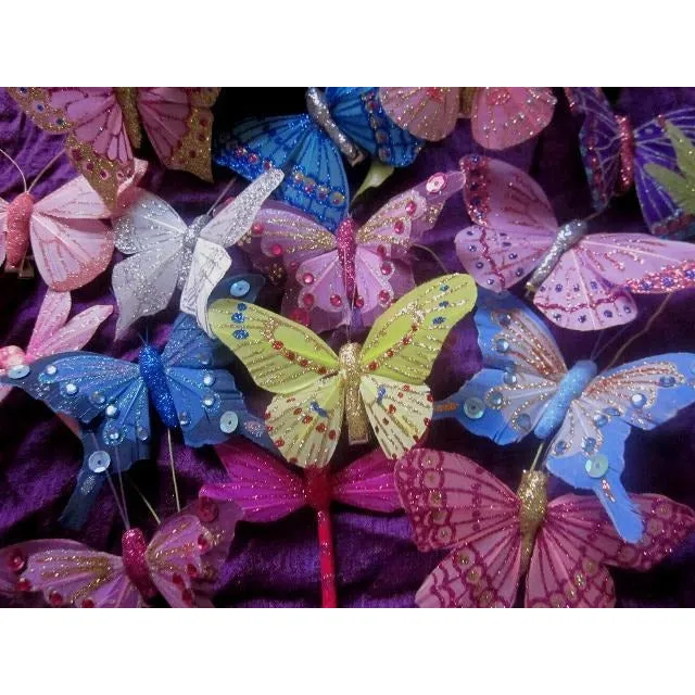 Butterfly Feather Glitter Decoration on hairclips