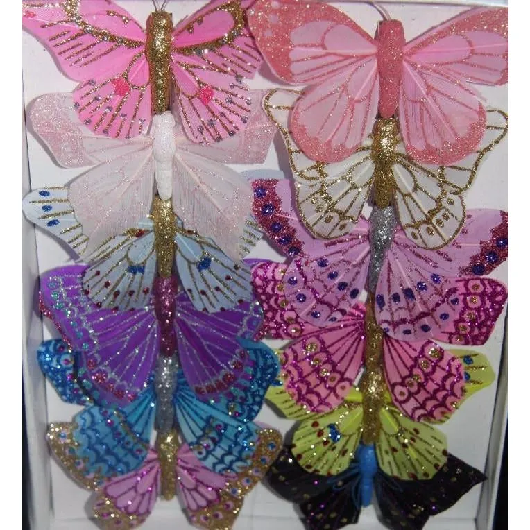 Butterfly Feather Glitter Decoration on hairclips