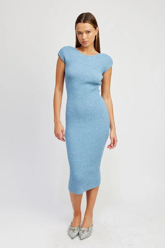 CAMMY  SLEEVE BODYCON DRESS WITH OPEN BACK