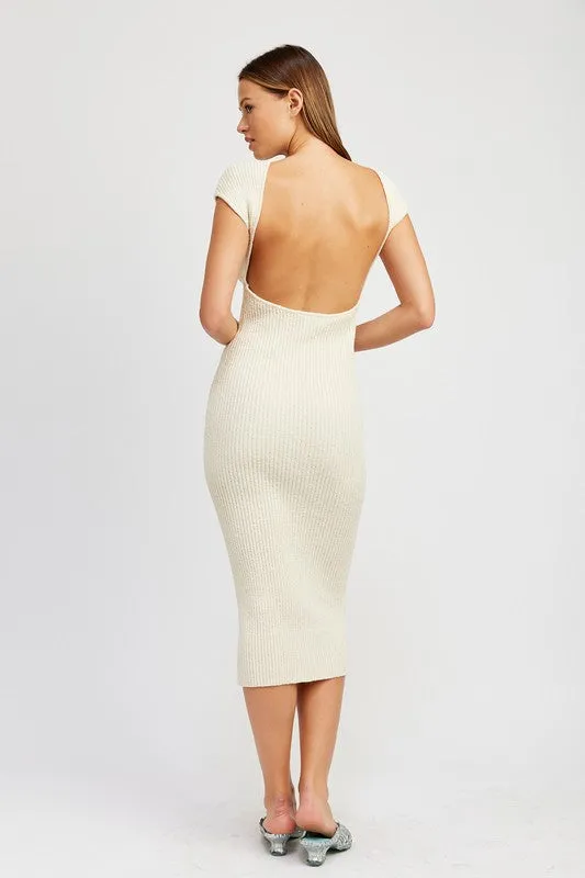 CAMMY  SLEEVE BODYCON DRESS WITH OPEN BACK