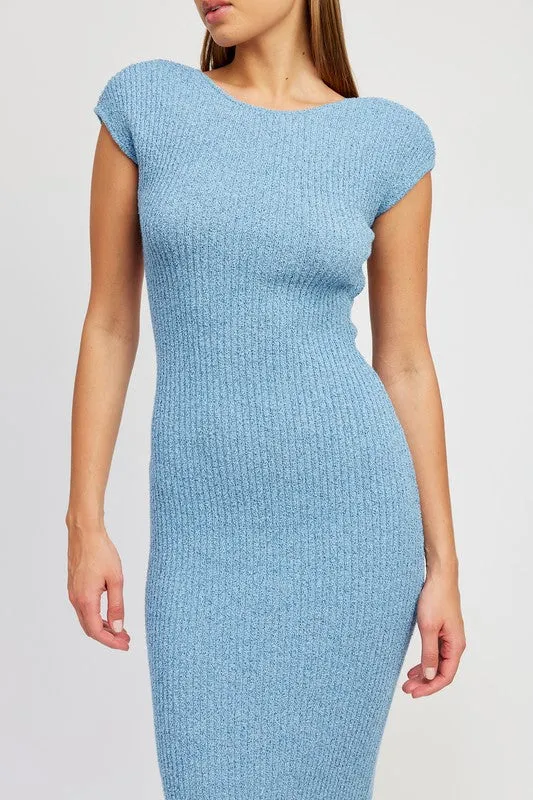 CAMMY  SLEEVE BODYCON DRESS WITH OPEN BACK