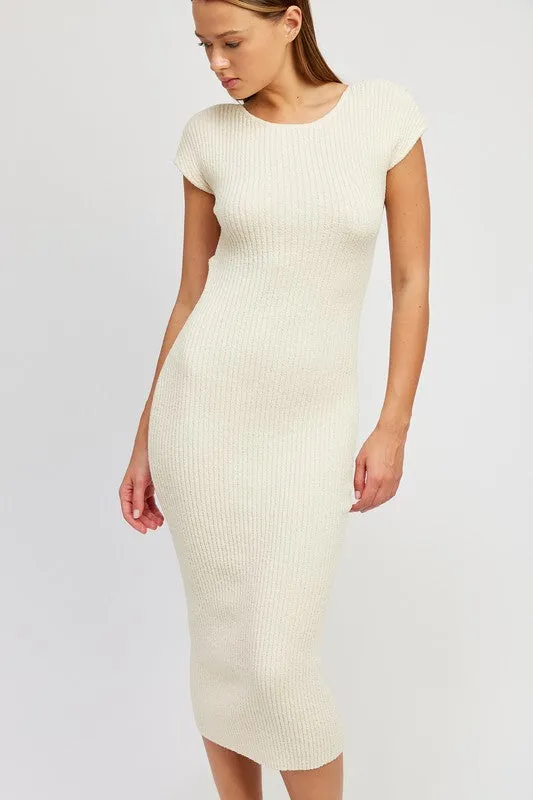 CAMMY  SLEEVE BODYCON DRESS WITH OPEN BACK