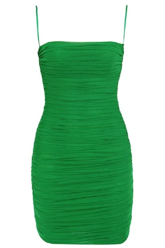 Cassie Bodycon Wrap Mini Dress - Emerald Green