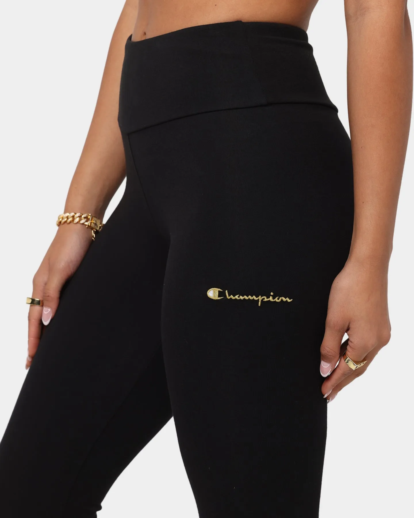 Champion Women's High Rise Leggings Black/Gold