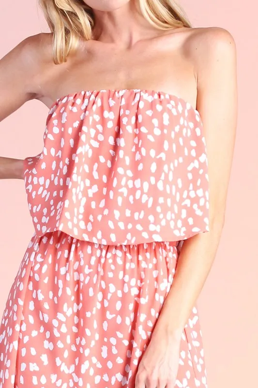 Cherry Blossom Strapless Maxi Dress