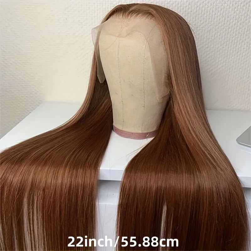 Chocolate Brown Straight Lace Front Wigs 13x4 Lace Front Human Hair Wig Standard Density Crystal HD Lace Wig Baby Hair Affordable Wig for Chic Women Colored #4