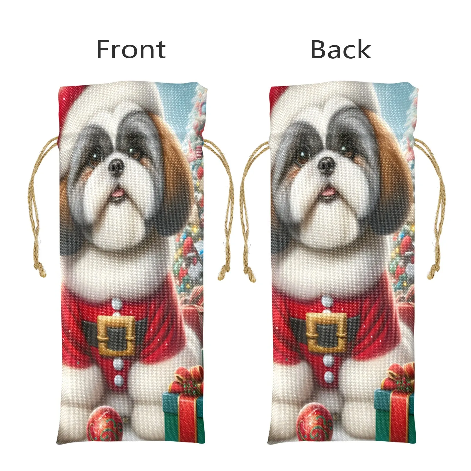 Christmas Puppy awd02 Linen Wine Bottle Bag