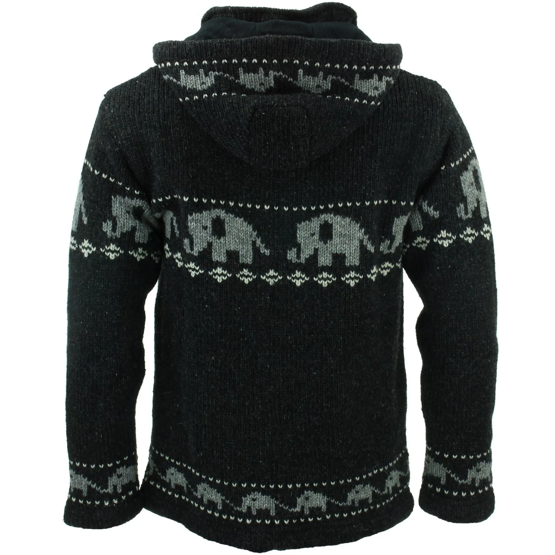 Chunky Wool Knit Animal Hoodie - Elephant