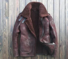 Classic B3 Shearling Leather Bomber Jacket for Men