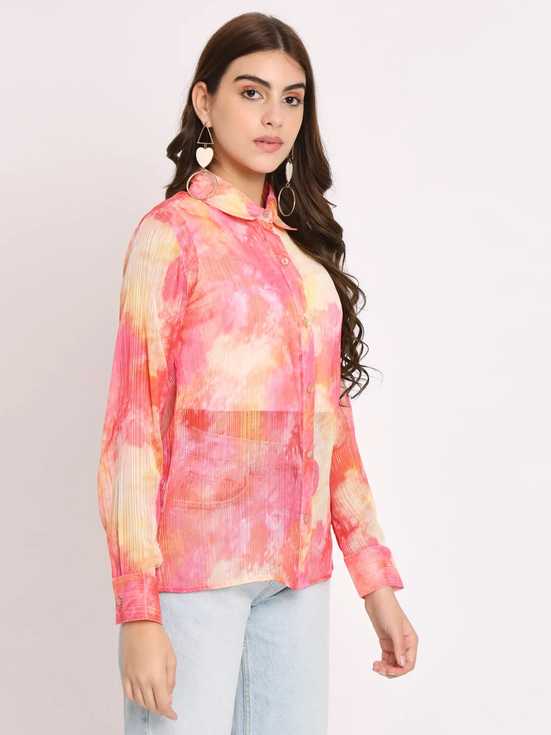 Classic Tie & Dye Dyed Spread Collar Casual Shirt