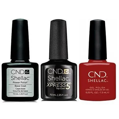 CND - Shellac Xpress5 Combo - Base, Top & Bordeaux Babe (0.25 oz)