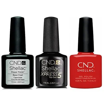 CND - Shellac Xpress5 Combo - Base, Top & Devil Red (0.25 oz)