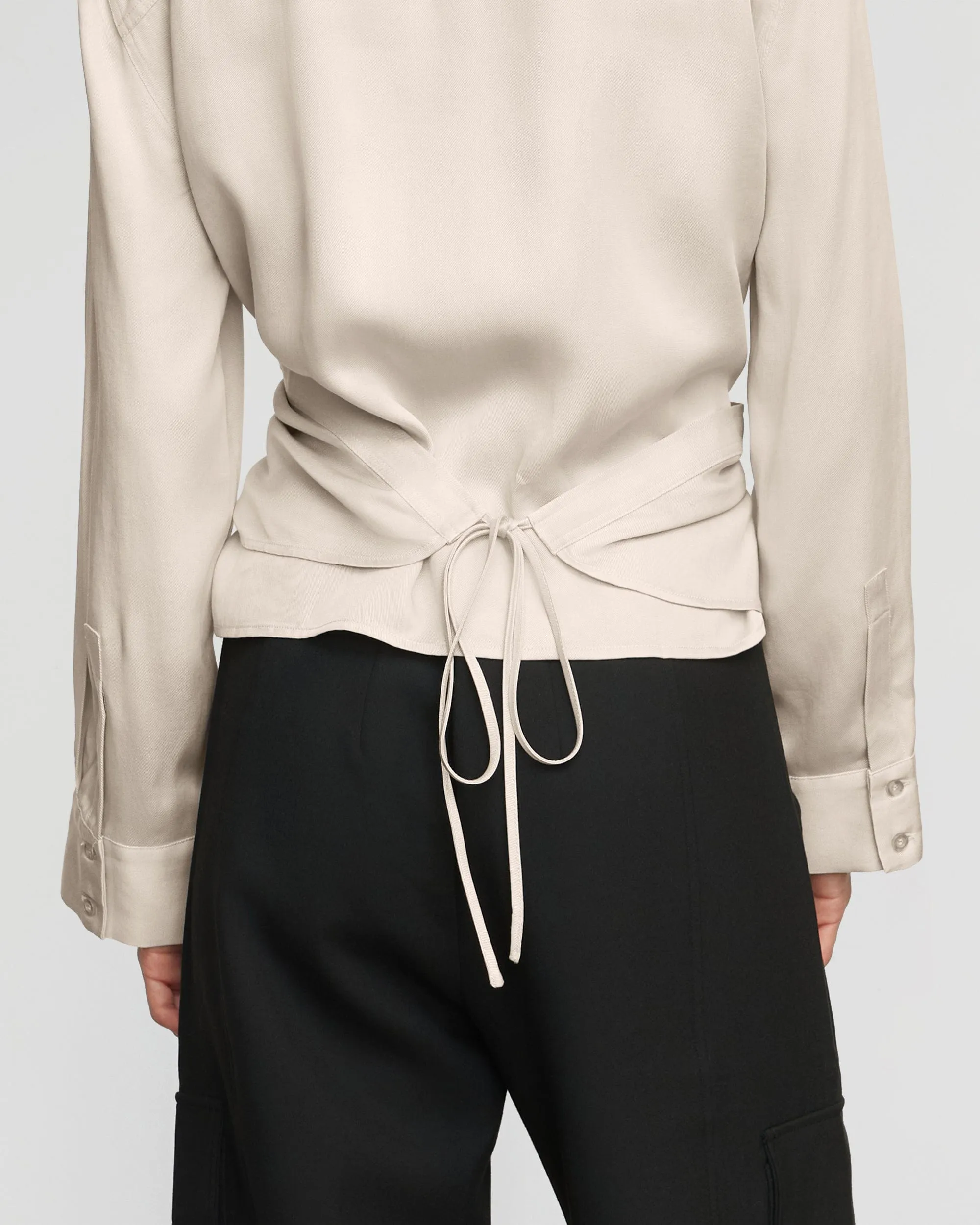 Cory Satin Tencel Wrap Blouse