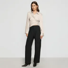 Cory Satin Tencel Wrap Blouse