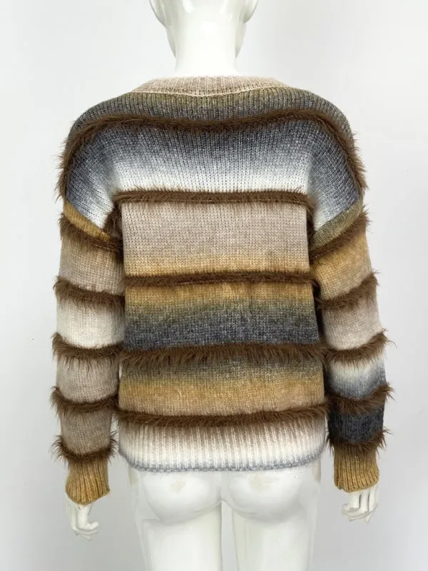 Cozy Boho Chic Layered Fringe Knit Sweater