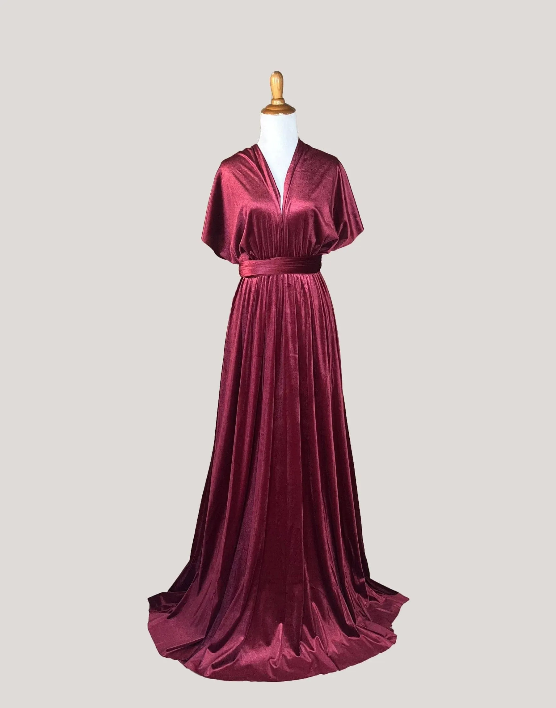 Cranberry Velvet Infinity Dress/ Wrap Convertible Bridesmaid Dress,R20