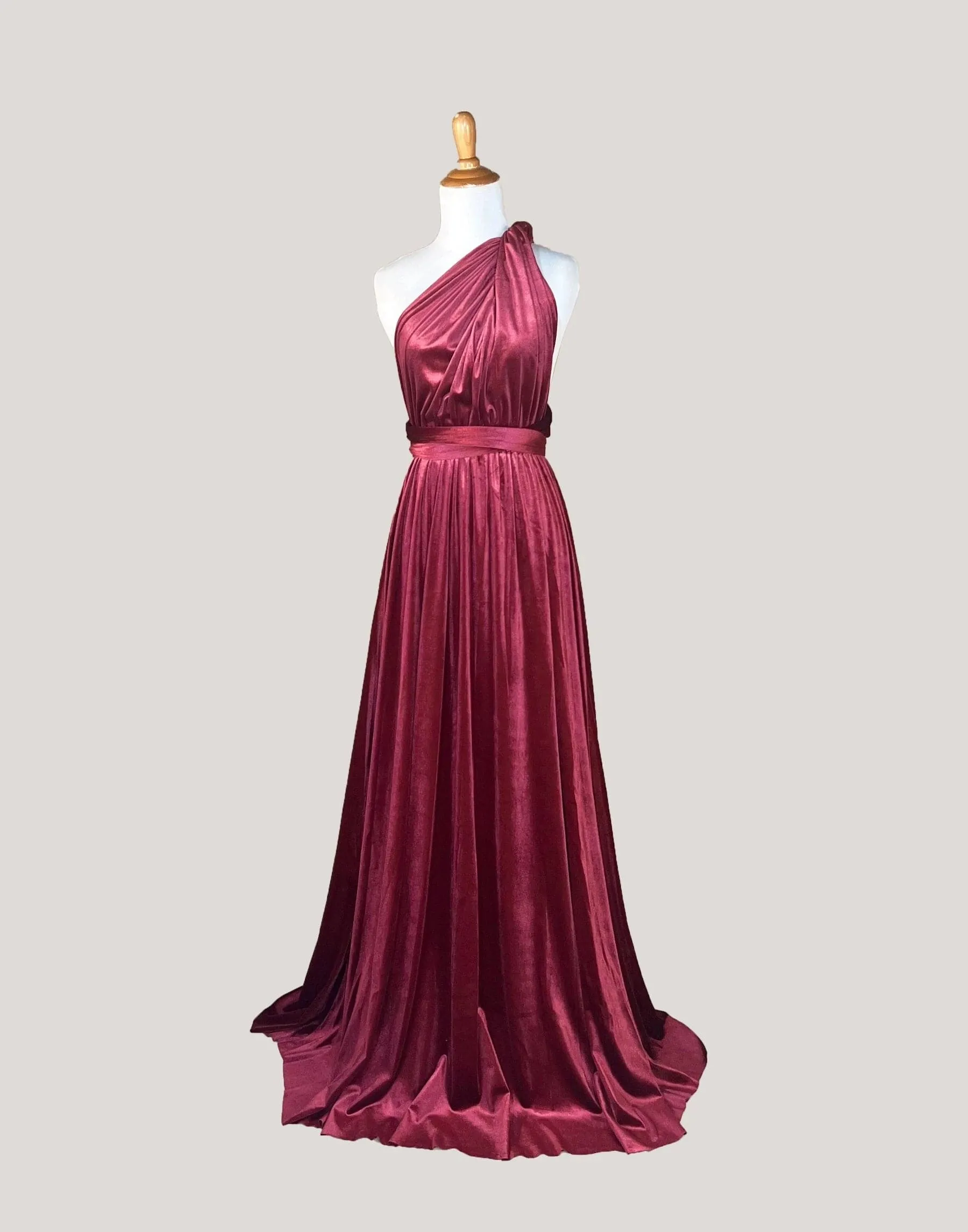 Cranberry Velvet Infinity Dress/ Wrap Convertible Bridesmaid Dress,R20