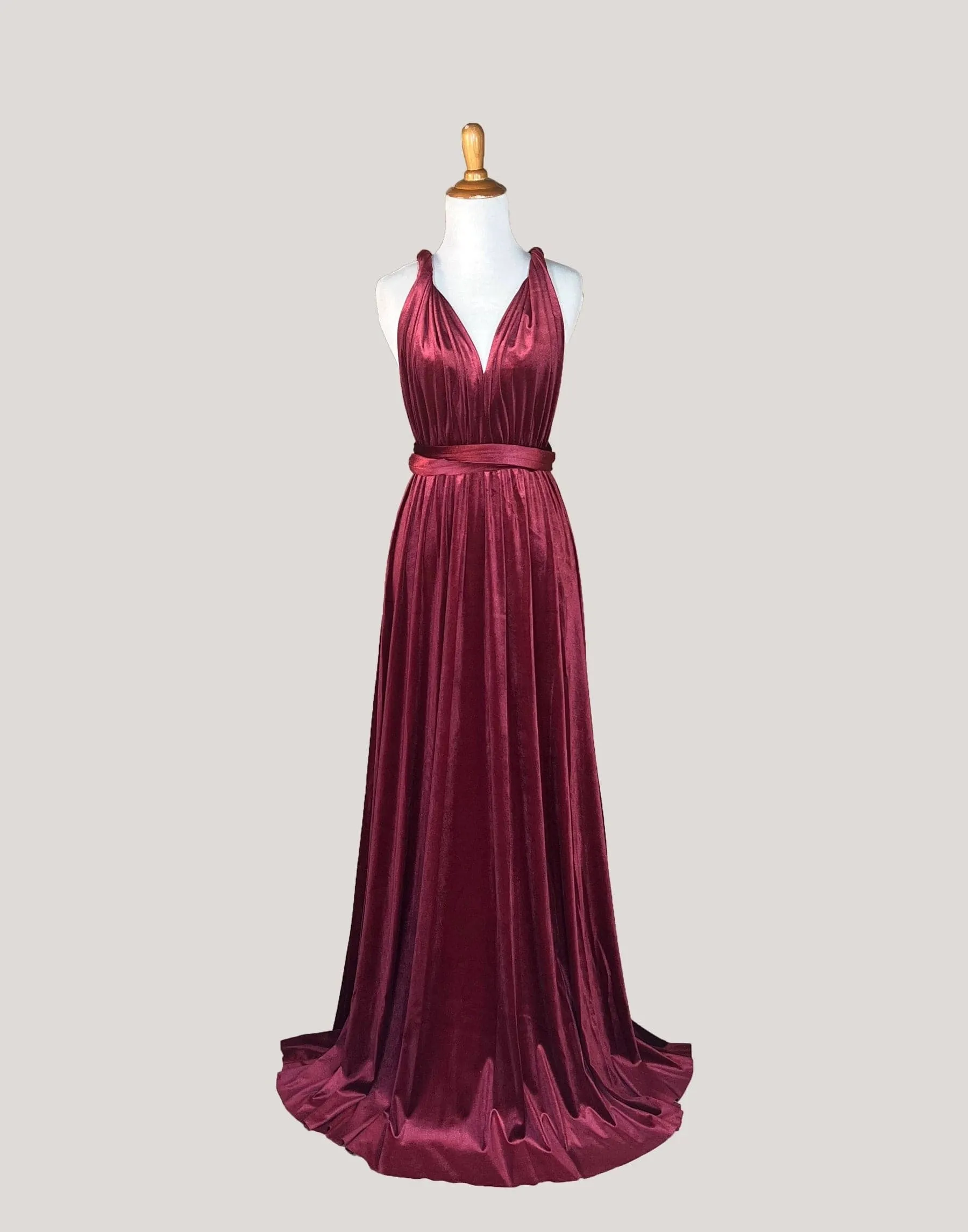 Cranberry Velvet Infinity Dress/ Wrap Convertible Bridesmaid Dress,R20