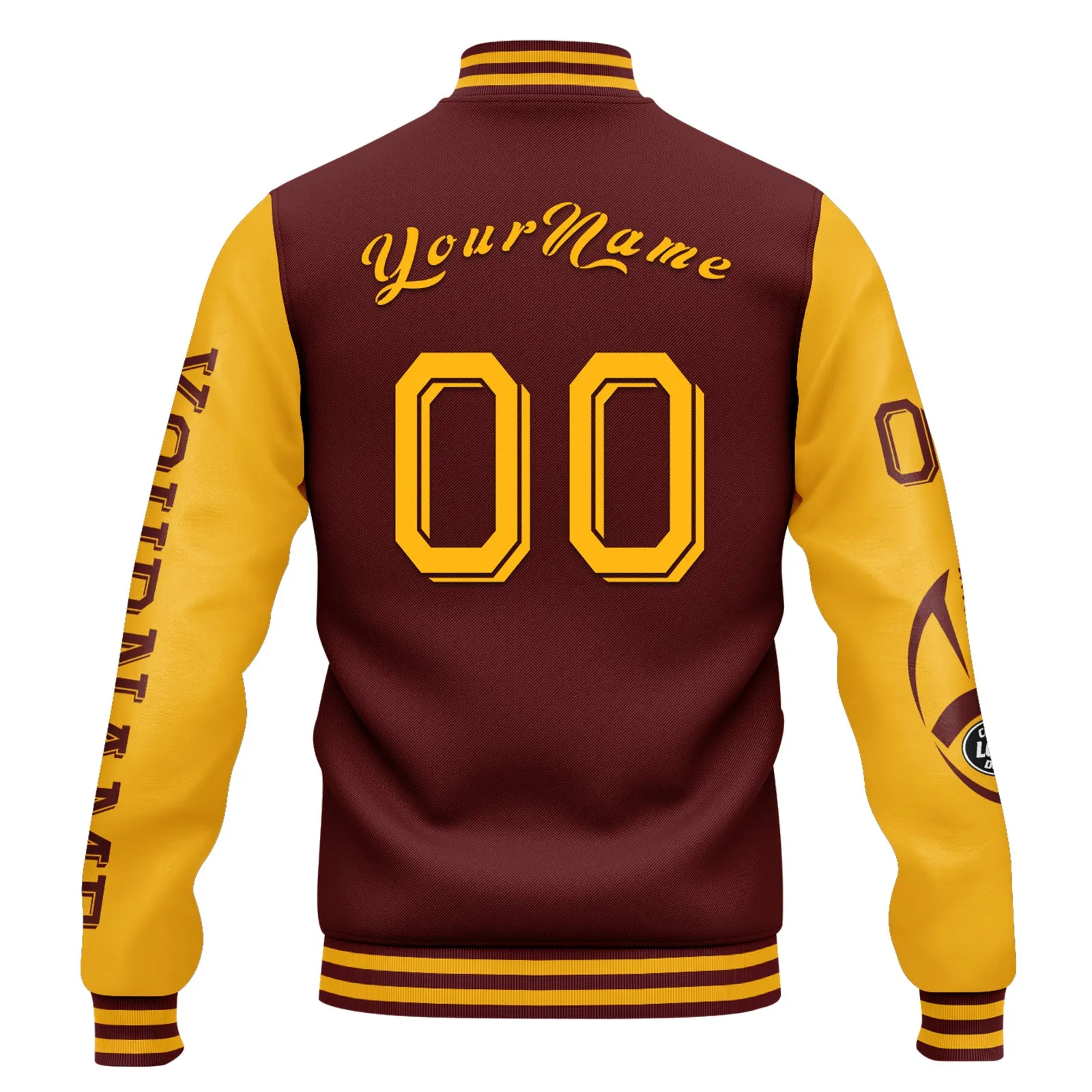 Custom Red Yellow Washington Jacket Bomber Full-Snap Varsity Letterman Personalized Jacket FZ005SX-D020290-31