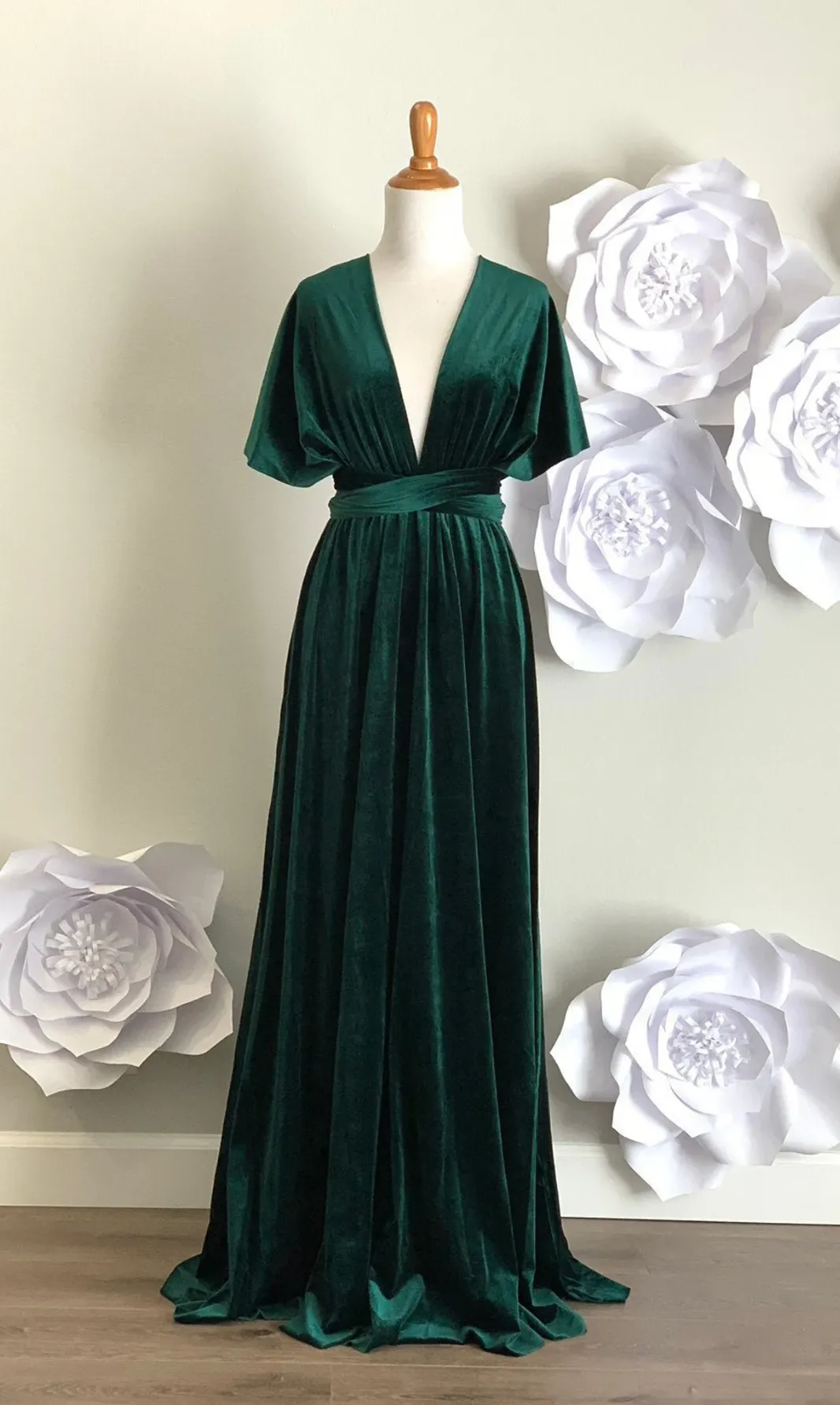 Dark Green Velvet Infinity Dress/ Wrap Convertible Bridesmaid Dress,Y20-26