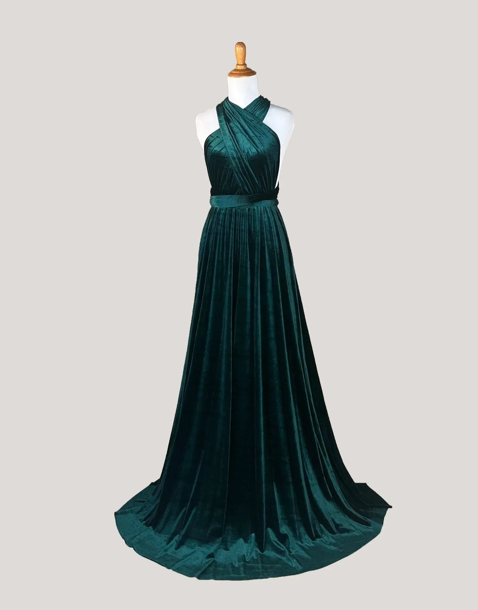 Dark Green Velvet Infinity Dress/ Wrap Convertible Bridesmaid Dress,Y20-26